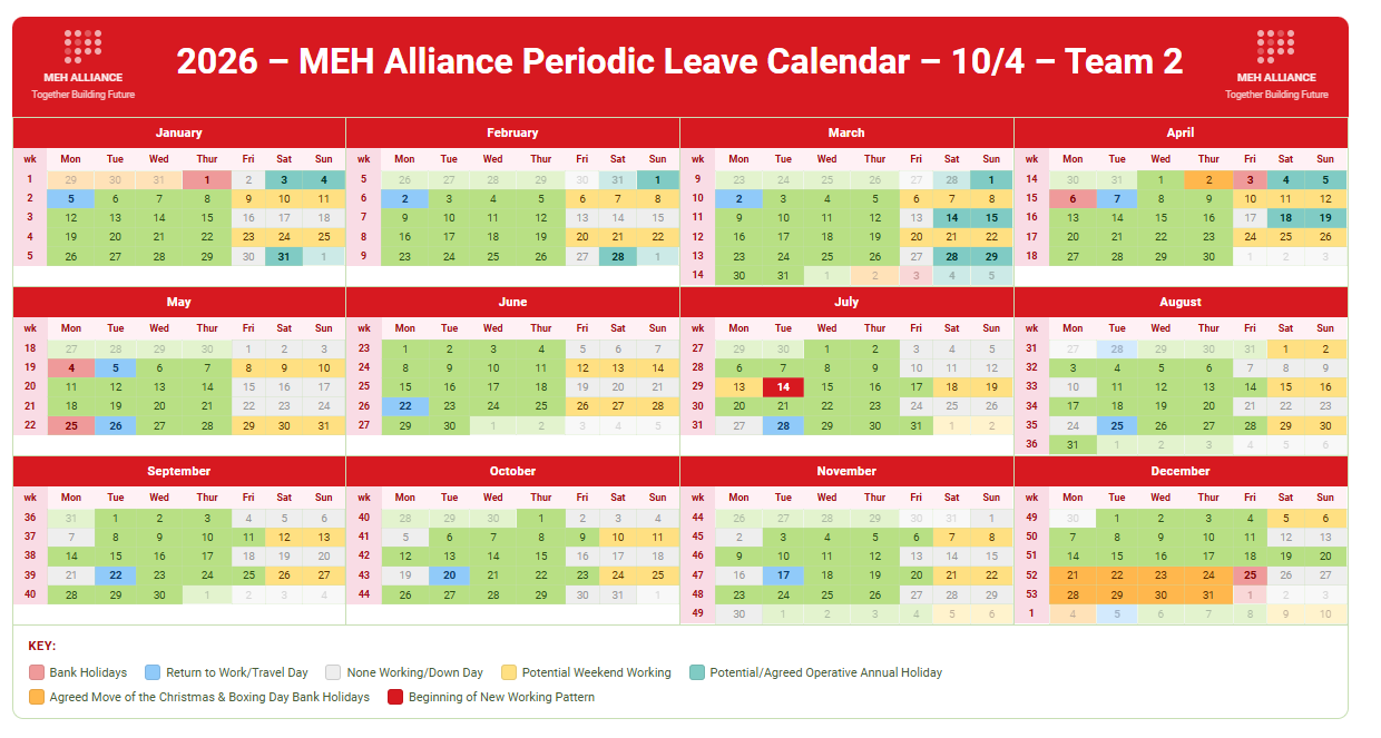 2026 MEH Alliance 10/4 calendar
