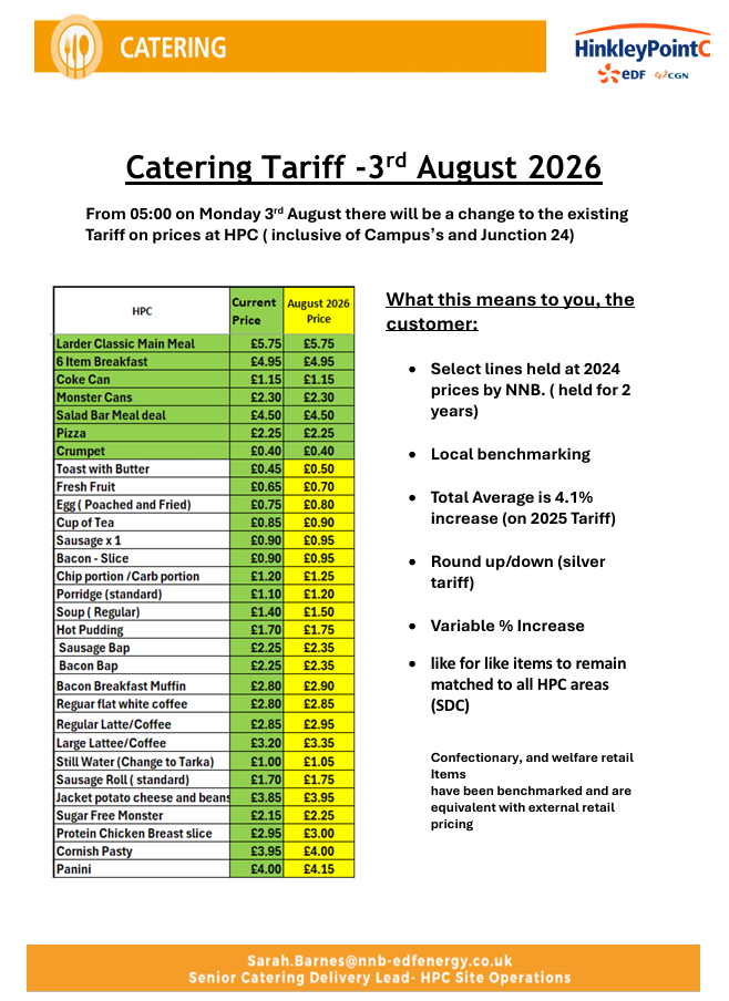 Catering tariff notice thumbnail